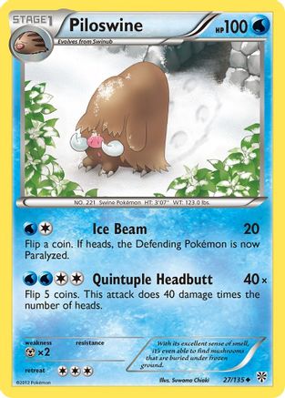 Plasma Storm  027 Piloswine  - Uncommon