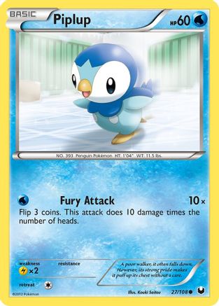 Dark Explorers  027/108 Piplup  - Reverse Holofoil - Common