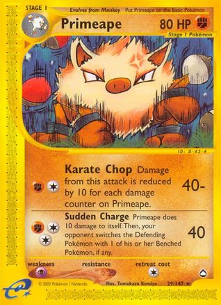 Aquapolis  029 Primeape  - Reverse Holofoil - Rare