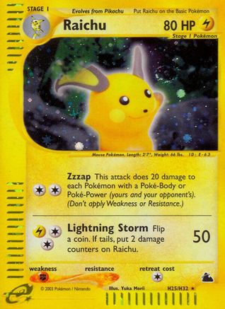 Skyridge  H25 Raichu (H25)  - Holofoil - Holo Rare