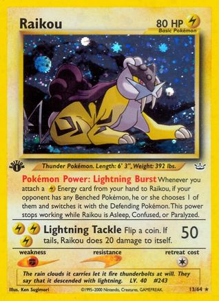 Neo Revelation  013/64 Raikou (13)  - 1st Edition Holofoil - Holo Rare