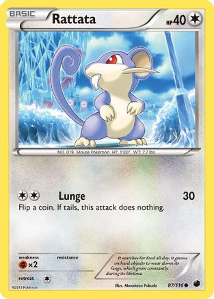 Plasma Freeze  087 Rattata  - Reverse Holofoil - Common