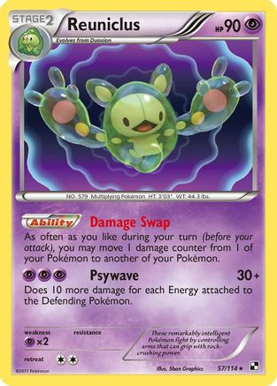 Black and White  057/114 Reuniclus  - Reverse Holofoil - Holo Rare