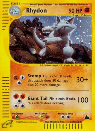 Skyridge  H27 Rhydon (H27)  - Holofoil - Holo Rare