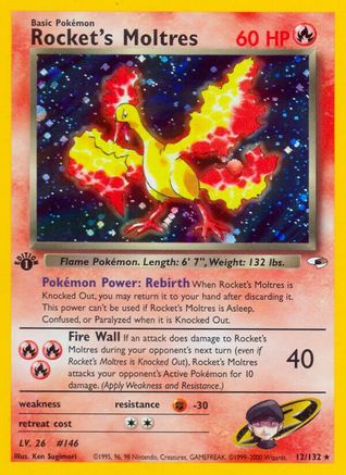 Gym Heroes  012/132 Rocket's Moltres  - 1st Edition Holofoil - Holo Rare