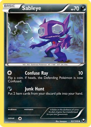Dark Explorers  062/108 Sableye  - Reverse Holofoil - Uncommon