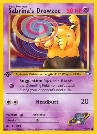 Gym Heroes  092/132 Sabrina's Drowzee  - 1st Edition - Common
