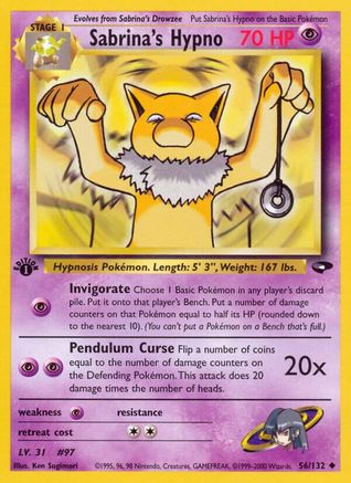Gym Challenge  056/132 Sabrina's Hypno  - 1st Edition - Uncommon