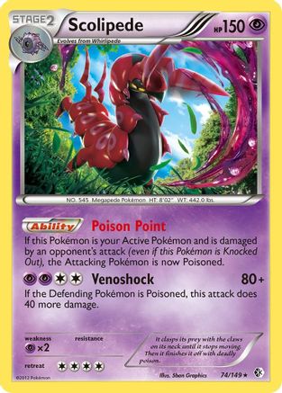 Boundaries Crossed  074 Scolipede  - Reverse Holofoil - Holo Rare