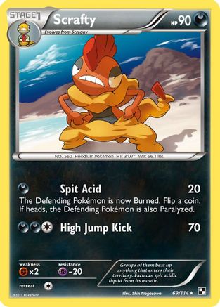 Black and White  069 Scrafty  - Reverse Holofoil - Rare