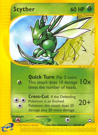 Aquapolis  057 Scyther (57)  - Reverse Holofoil - Uncommon