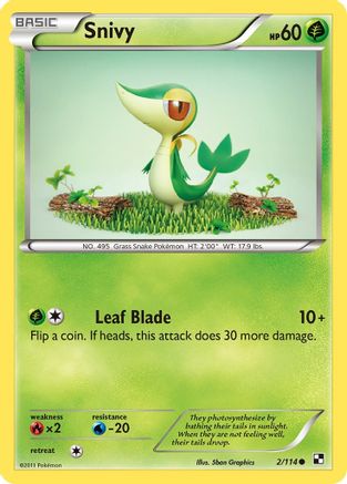 Black and White  002 Snivy (2)  - Reverse Holofoil - Common