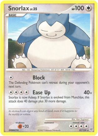 Diamond and Pearl  037/130 Snorlax  - Reverse Holofoil - Rare