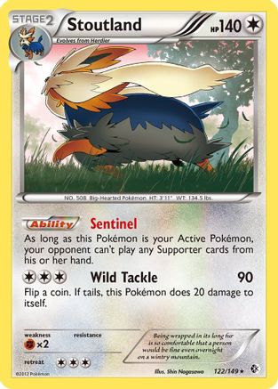 Boundaries Crossed  122 Stoutland  - Reverse Holofoil - Holo Rare