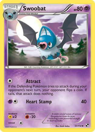 Black and White  051 Swoobat  - Reverse Holofoil - Uncommon