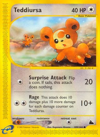 Skyridge  109 Teddiursa  - Reverse Holofoil - Common