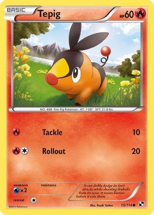 Black and White  015/114 Tepig (15)  - Reverse Holofoil - Common