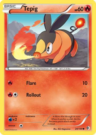 Boundaries Crossed  024 Tepig  - Reverse Holofoil - Common