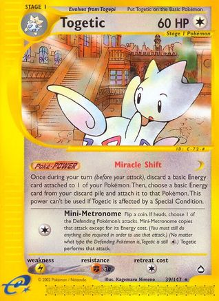 Aquapolis  039 Togetic  - Reverse Holofoil - Rare