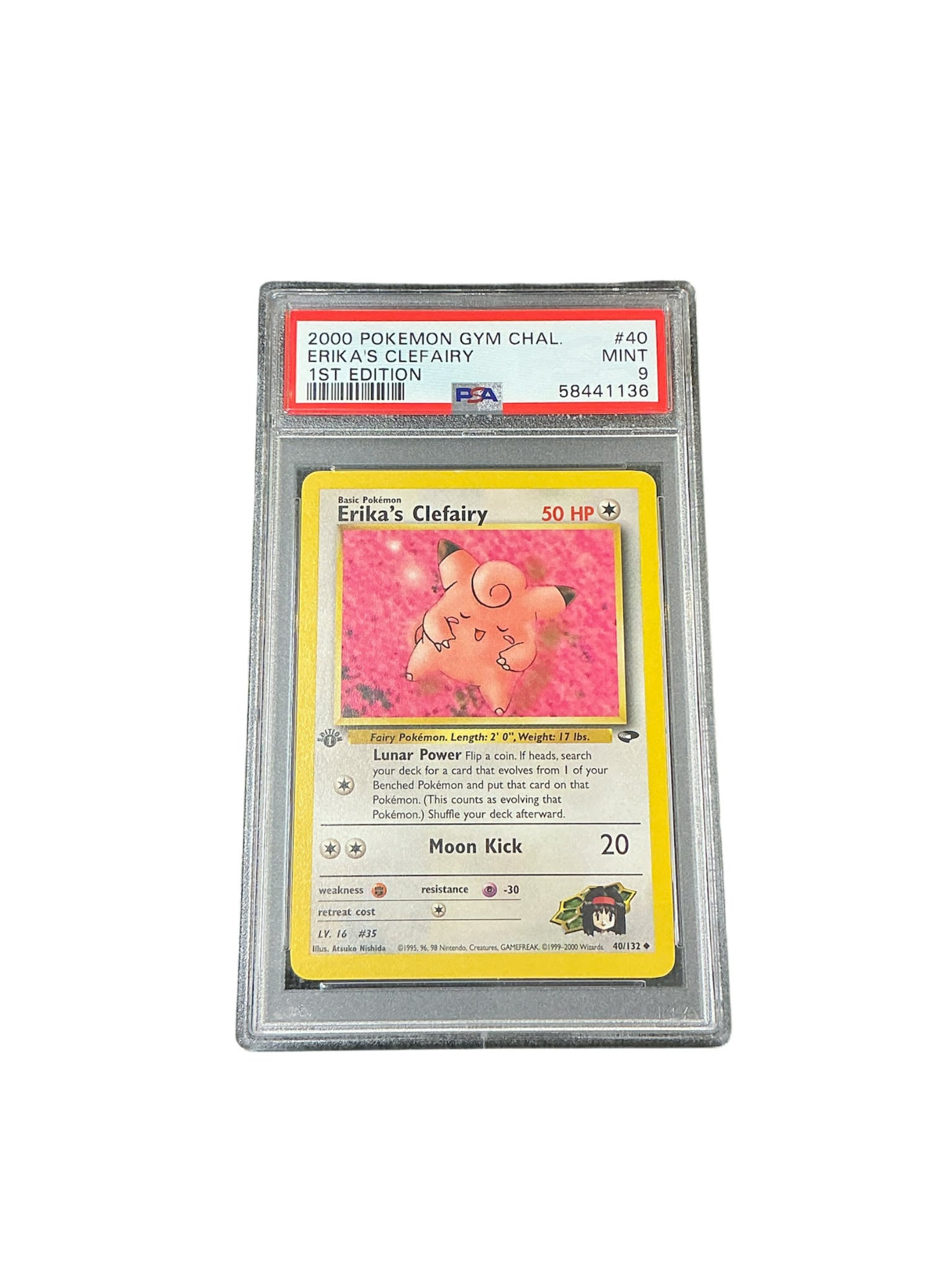 Gym Challenge  040/132 PSA9 #58441136 Erika's Clefairy  - 1st Edition - Uncommon