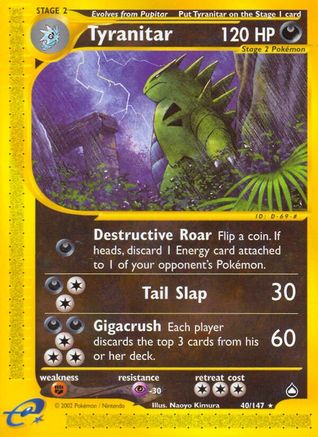 Aquapolis  040 Tyranitar  - Reverse Holofoil - Rare