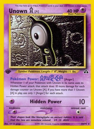 Neo Discovery  033 Unown [A] (33)  - Unlimited - Rare