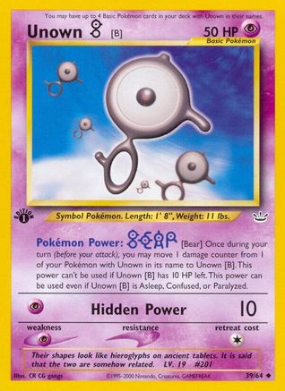Neo Revelation  039/64 Unown [B]  - 1st Edition - Uncommon
