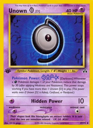 Neo Discovery  047/75 Unown [D]  - 1st Edition - Uncommon