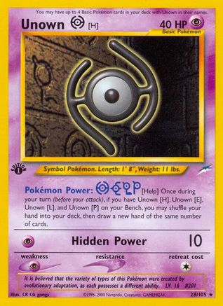 Neo Destiny  028 Unown [H]  - 1st Edition - Rare
