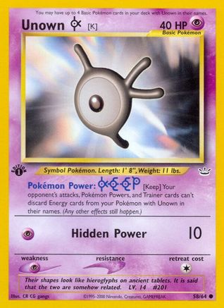 Neo Revelation  058/64 Unown [K]  - Unlimited - Common
