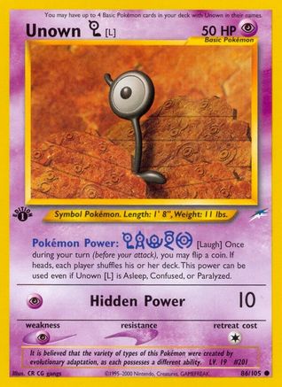 Neo Destiny  086/105 Unown [L]  - 1st Edition - Common