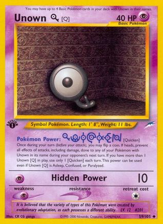 Neo Destiny  059/105 Unown [Q]  - 1st Edition - Uncommon