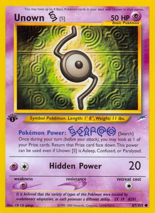 Neo Destiny  087/105 Unown [S]  - Unlimited - Common
