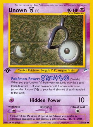 Neo Destiny  089/105 Unown [V]  - Unlimited - Common