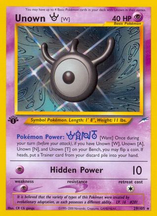 Neo Destiny  029 Unown [W]  - 1st Edition - Rare