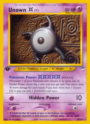 Neo Destiny  030 Unown [X]  - 1st Edition - Rare
