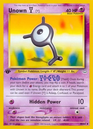 Neo Revelation  040/64 Unown [Y]  - 1st Edition - Uncommon