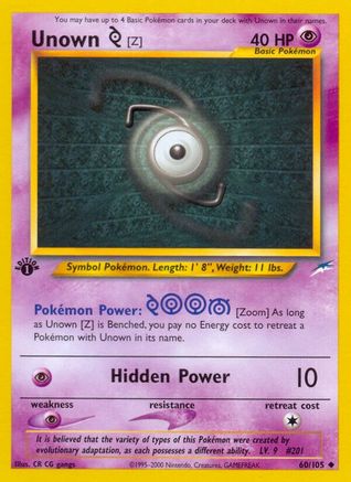 Neo Destiny  060/105 Unown [Z]  - Unlimited - Uncommon
