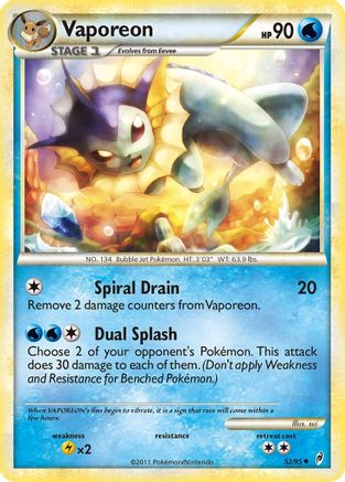 Call of Legends  052 Vaporeon  - Reverse Holofoil - Uncommon