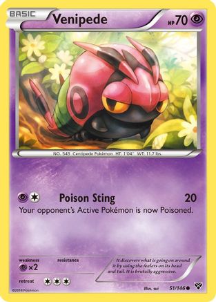 XY Base Set  051 Venipede  - Reverse Holofoil - Common