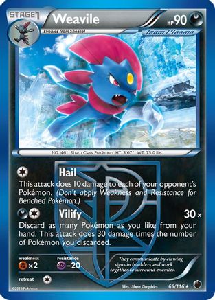 Plasma Freeze  066 Weavile (Team Plasma)  - Rare