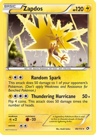 Legendary Treasures  046/113 Zapdos  - Reverse Holofoil - Holo Rare
