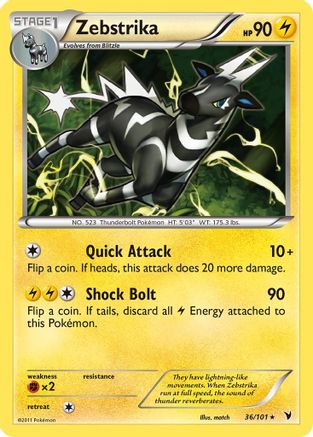 Noble Victories  036 Zebstrika  - Reverse Holofoil - Rare
