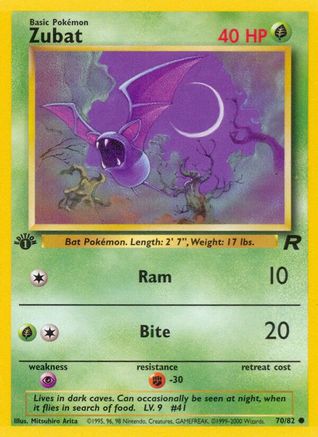 Team Rocket  070/82 Zubat  - 1st Edition - Common