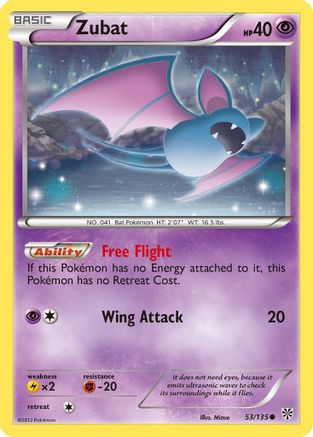 Plasma Storm  053/135 Zubat (53)  - Reverse Holofoil - Common
