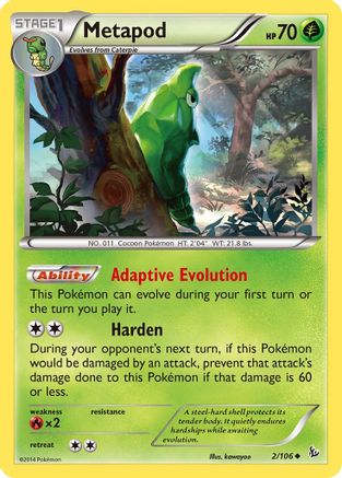 XY  Flashfire  002/106 Metapod  - Reverse Holofoil - Uncommon