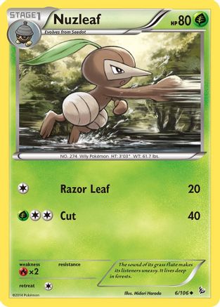 XY  Flashfire  006 Nuzleaf  - Reverse Holofoil - Uncommon