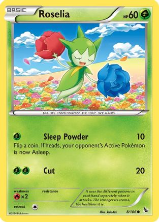 XY  Flashfire  008/106 Roselia  - Reverse Holofoil - Common