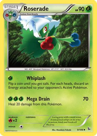 XY  Flashfire  009 Roserade  - Reverse Holofoil - Uncommon