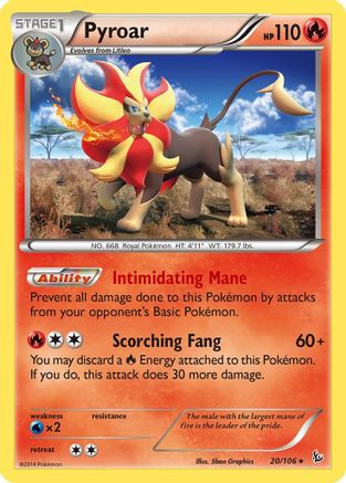 XY  Flashfire  020/106 Pyroar  - Reverse Holofoil - Holo Rare